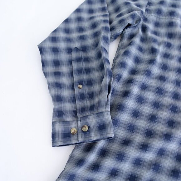 The North Face Grey Blue Flannel Button Up Breathable Hiking Shirt Size XL - Picture 10 of 14